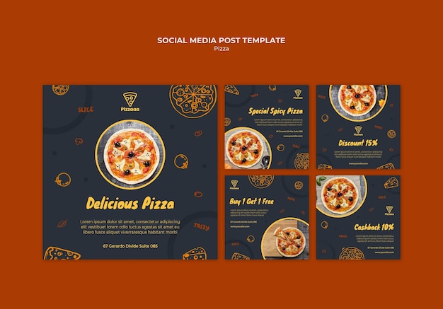 Instagram-berichtenverzameling voor pizzarestaurant
