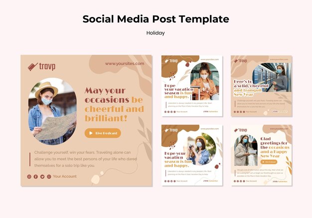 Instagram plaatst een verzameling voor vakantiereizen met een persoon die een medisch masker draagt