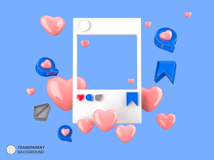 Gratis PSD instagram post frame pictogram geïsoleerde 3d-rendering