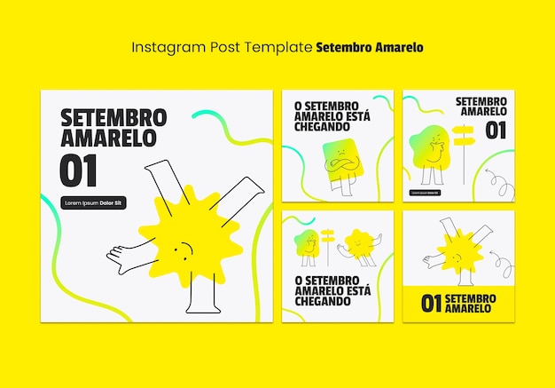 Gratis PSD instagram postcollectie voor de braziliaanse campagne voor zelfmoordpreventie