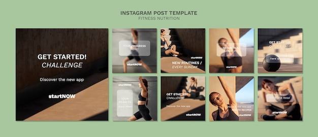 Gratis PSD instagram postcollectie voor fitness en voeding