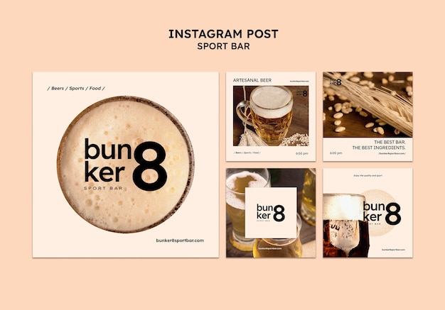 Instagram postcollectie voor sportbar met bier