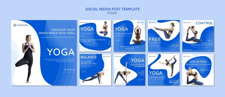 Gratis PSD instagram postcollectie voor yoga fitness