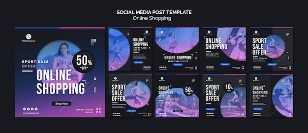 Gratis PSD instagram posts collectie voor online athleisure shopping