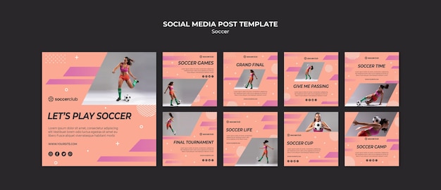 Gratis PSD instagram posts collectie voor voetbal