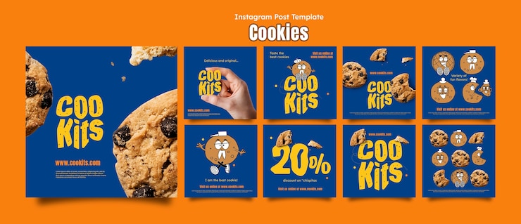 PSD Gratis instagram posts collection with cookies