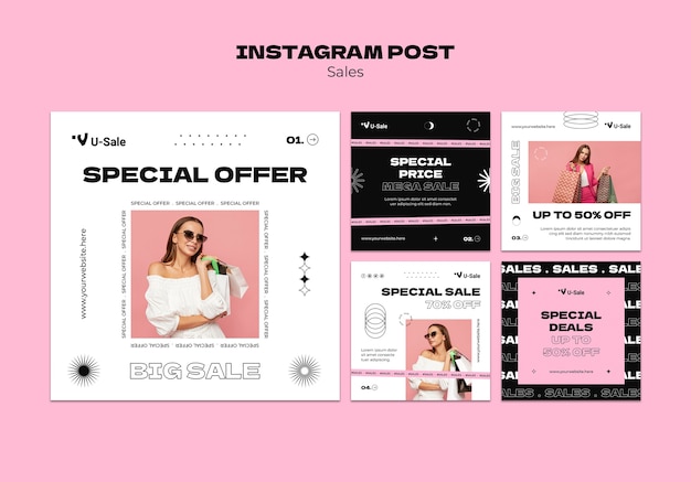 Gratis PSD instagram-posts met verkoopkorting