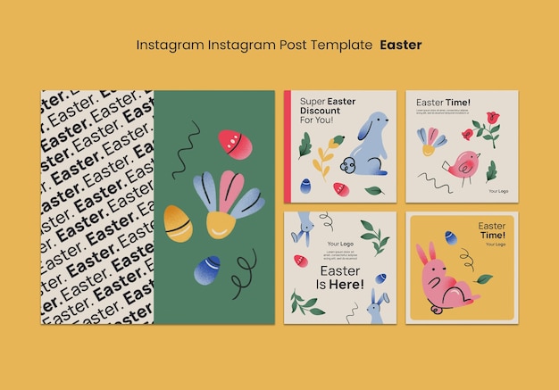 Gratis PSD instagram-posts over het vieren van pasen