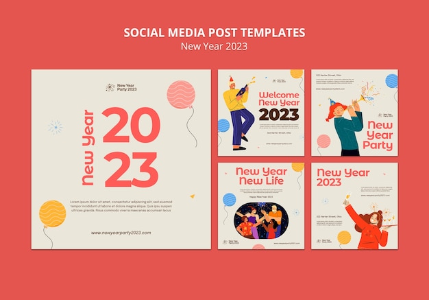 Gratis PSD instagram posts-sjabloon voor nieuwjaarsviering