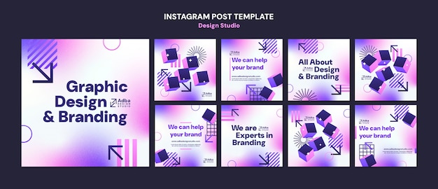 Gratis PSD instagram-posts van gradient design studio