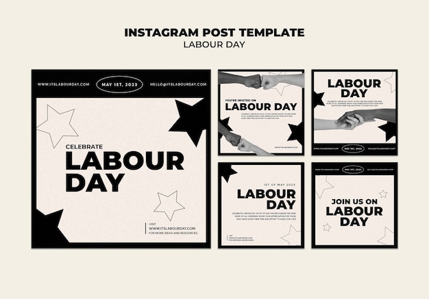 Gratis PSD instagram-posts voor de viering van de dag van de arbeid