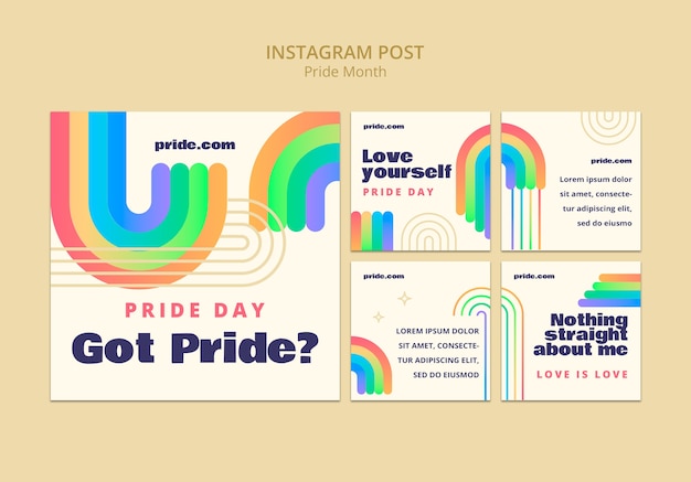 Gratis PSD instagram-posts voor de viering van de pride month