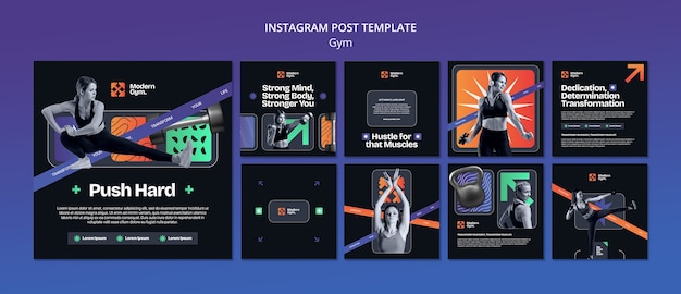 Gratis PSD instagram-posts voor gymtraining