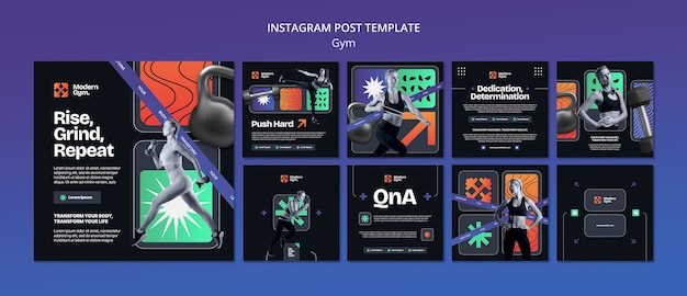 Gratis PSD instagram-posts voor gymtraining