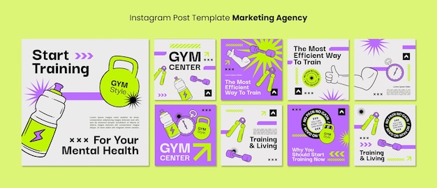 Gratis PSD instagram-posts voor gymtraining