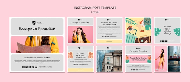 Gratis PSD instagram-posts voor reisavontuur