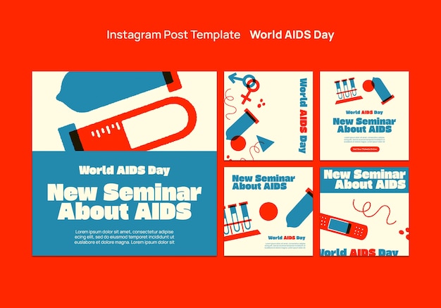 Gratis PSD instagram-posts voor wereld aidsdag