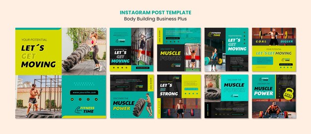 Gratis PSD instagram-postset voor bodybuilding