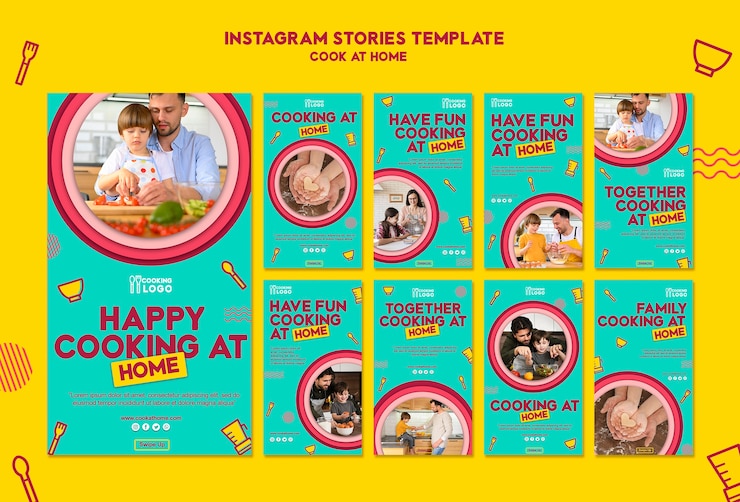 PSD Gratis instagram stories collection for cooking at home