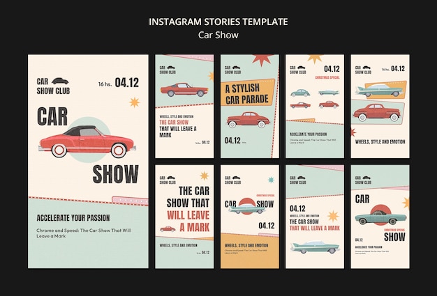 Gratis PSD instagram-verhalen over autoshows