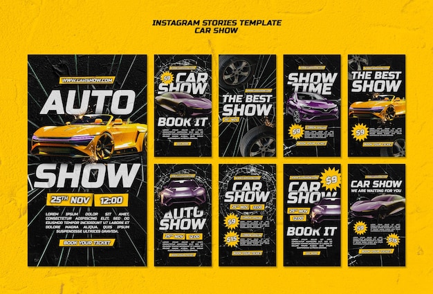 Gratis PSD instagram-verhalen over autoshows