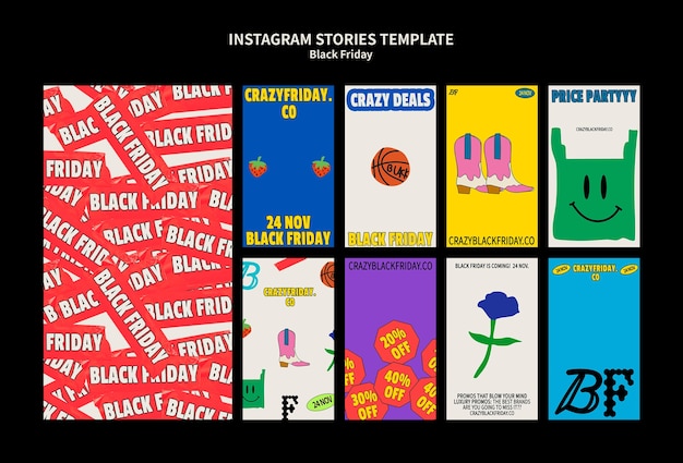 Gratis PSD instagram-verhalen over black friday-uitverkoop