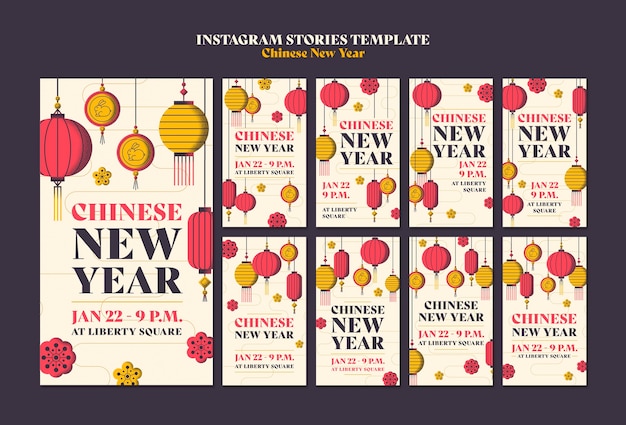 Gratis PSD instagram-verhalen over chinese nieuwjaarsvieringen