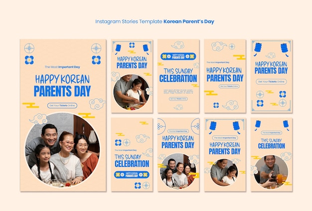 Gratis PSD instagram-verhalen over de viering van de koreaanse ouderdag