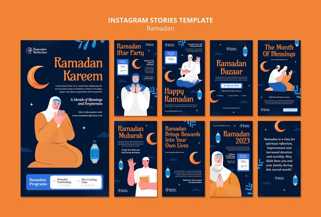 Gratis PSD instagram-verhalen over de viering van de ramadan