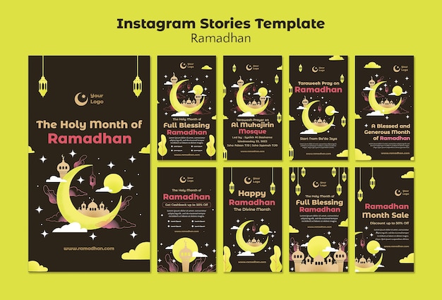 Gratis PSD instagram-verhalen over de viering van de ramadan