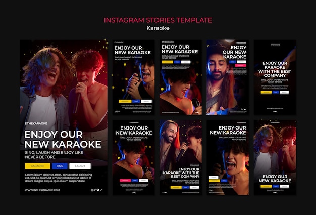 Gratis PSD instagram-verhalen over karaokefeesten