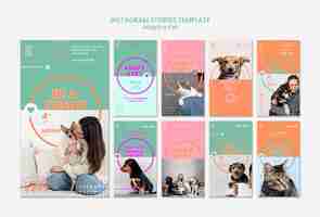 Gratis PSD instagram verhalen sjabloon adopteren huisdier