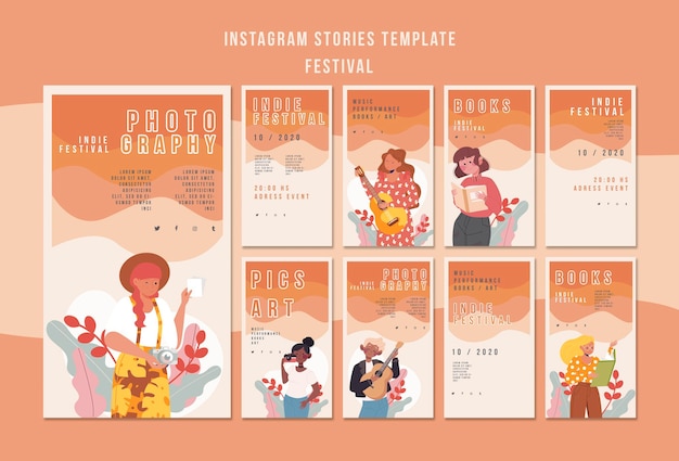 Gratis PSD instagram verhalen sjabloon festival