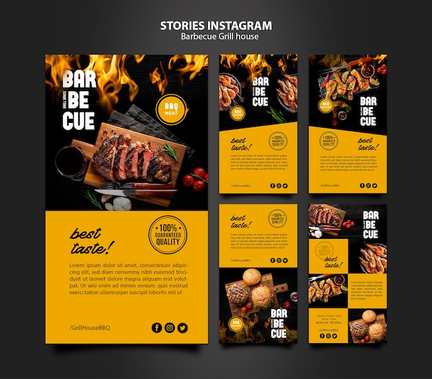 Gratis PSD instagram verhalen sjabloon met barbecue