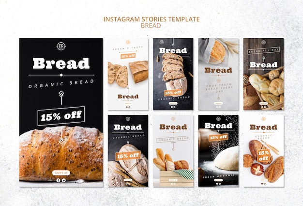 Instagram verhalen sjabloon met brood