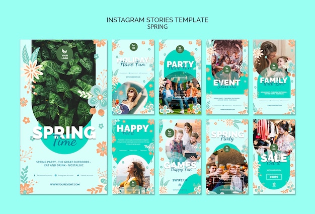 Instagram verhalen sjabloon met lente thema