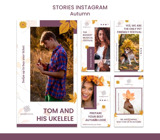 Gratis PSD instagram verhalencollectie voor herfstconcert