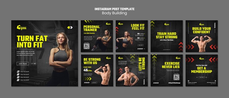Gratis PSD instagramposts voor bodybuildingtraining