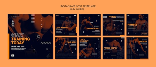 Gratis PSD instagramposts voor bodybuildingtraining