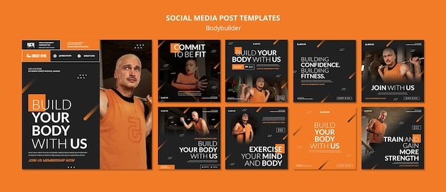 Gratis PSD instagramposts voor bodybuildingtraining