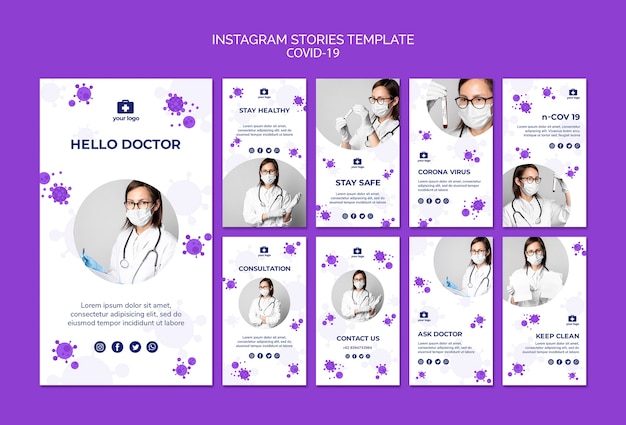 Gratis PSD instagramverhalen pack over covid19