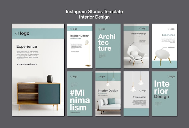 Interieur ontwerp instagram verhalen sjabloon