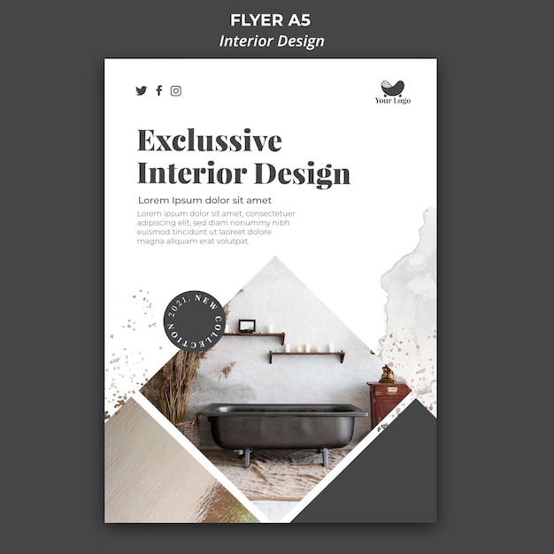 Interieur ontwerpsjabloon flyer