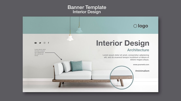 Gratis PSD interieur ontwerpsjabloon voor spandoek