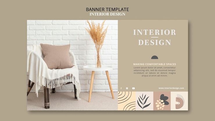 Gratis PSD interieur ontwerpsjabloon voor spandoek