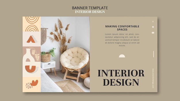 Gratis PSD interieur ontwerpsjabloon voor spandoek