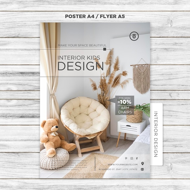 Gratis PSD interieur poster ontwerpsjabloon