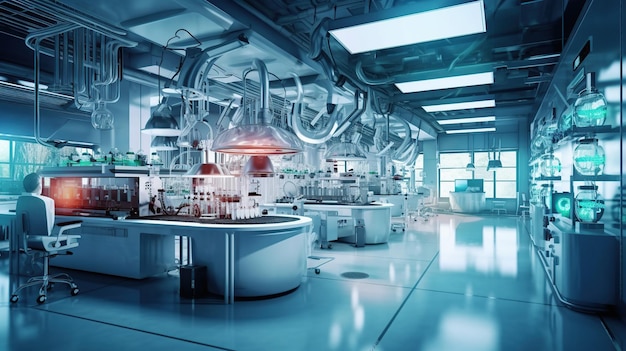 Interior moderno del laboratorio de ciencias IA generativa