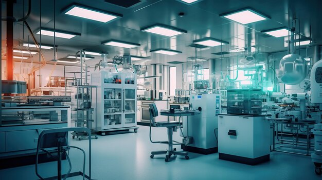Interior moderno del laboratorio de ciencias IA generativa