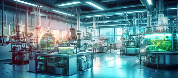 Interior moderno del laboratorio de ciencias IA generativa